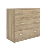 Cumpara ieftin Comoda, 3 sertare, din pal maro stejar sonoma, Garbo, 74x36x70 cm