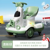 Children&#039;s electric excavator balance car drift car toy - color: 6V7 large electric dual drive with remote control aircraft green