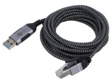 Cablu slim USB 3.0 RJ45 - Goobay, mufă USB A nichelat, 3m U/FTP