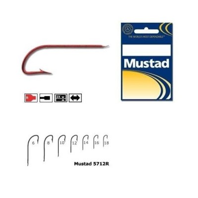Carlig Mustad Crystal M5712R, Tija Lunga, Rosu, 10buc/plic Nr.14 foto