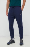 Reebok pantaloni de trening culoarea albastru marin, neted