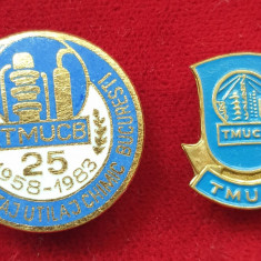 Lot x 2 bucati insigna TMUCB 1958-1983 Trustul de Montaj Utilaj Chimic Bucuresti