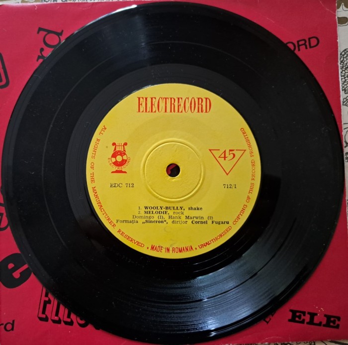 Disc Vinil -Formația Sincron- Dirijor : Cornel Fugaru (7&quot;, Mono)-Electrecord -EDC 712
