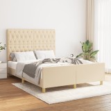 VidaXL Cadru de pat fără saltea, crem, 140x190 cm, textil