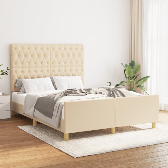 vidaXL Cadru de pat fără saltea, crem, 140x190 cm, textil 3125297