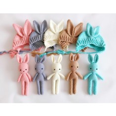Set de caciulita cu iepuras pentru nou-nascut Drool (Culoare: Roz inchis)