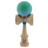 Kendama X Originala, Profesionala, TEO, Big Cups V2, Rubber Grip cu Cupe Mari, Rulment Metalic cu Ata 55 cm,&nbsp;Verde/Albastru