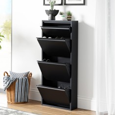 Pantofar metalic Sokndal cu 4 clapete, negru, pentru hol ingust