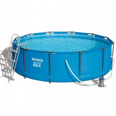 Piscina cu cadru metalic Bestway Pro Max, rotunda, cu pompa de filtrare si scara, 366 x 100 cm foto