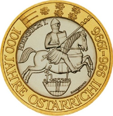 Moneda 50 schilling 1996 - comemorativa - bimetal - UNC foto