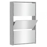 Cumpara ieftin Pantofar cu oglinda, 3 niveluri, Gri sonoma, 63x17x102,5 cm