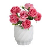 Ghiveci Decorativ din Ciment cu Plantă Artificială Trandafir Roz, &Oslash;11x22cm, CMCLASS