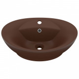Cumpara ieftin Chiuveta lux, preaplin maro inchis mat 58,5x39 cm ceramica oval