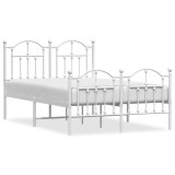 Cumpara ieftin Cadru de pat metalic cu tablie, alb, 120x200 cm