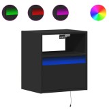 Cumpara ieftin Noptiere montate pe perete cu lumini LED, 2 buc., negru