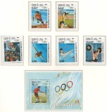 Laos 1983 Mi 618/23 + bl 92 MNH - JO de vara din 1984, Los Angeles, Nestampilat