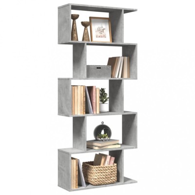 vidaXL Bibliotecă/separator 5 niveluri gri beton 70x24x161 cm lemn foto