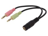Cablu Audio Jack 3,5mm 3pin la 4pin 150mm, Logilink