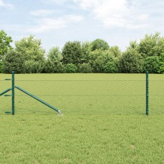 Gard Hexagonal vidaXL Verde 0.4x10 m Oțel, St&acirc;lpi pentru gard vidaXL cu V&acirc;rf 7 buc &Oslash;32 mm 60 cm Oțel Galvanizat