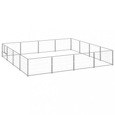 vidaXL Padoc pentru c&acirc;ini, argintiu, 16 m&sup2;, oțel 3082150