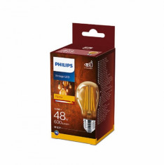 Bec LED Philips 5.5W (48W) A60 E27 825 GOLD NDSRT4, alb cald, temperatura culoare 2500K, 600 lumeni, 220-240V, durata de viata 15.000 ore, clasa energ foto