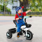 HOMCOM Tricicleta pentru Copii 1-5 Ani 2 in 1 Carucior Reversibil cu Maner, Baldachin si Bara Detasabila Suport pentru picioare Pliabil, Verde