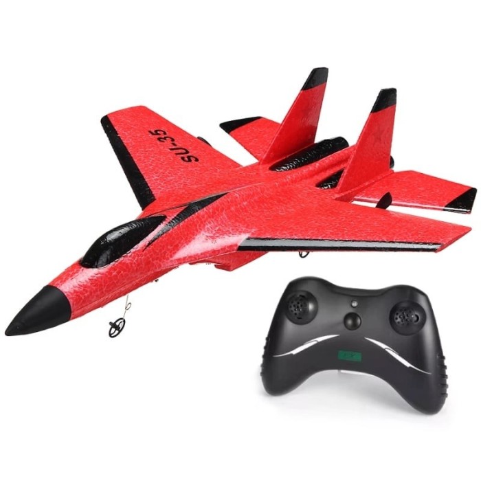 Avion de lupta cu telecomanda iUni FX820, SU-35, Giroscop, Rezistent la impact, Rosu