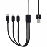 Cablu Incarcare USB - Lightning / USB Type-C / MicroUSB Tellur, 1 m, Negru TLL155211