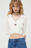 Cumpara ieftin Tommy Jeans pulover femei, culoarea alb, light