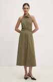 Answear Lab rochie culoarea verde, midi, evazată