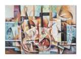 Cumpara ieftin Tablou pictat manual cubism sintetic, Sonata pentru vioara, 100x70cm ulei pe panza, Vlad Soltan