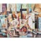 Tablou pictat manual cubism, Sonata pentru vioara, 100x70cm ulei pe panza, Vlad Soltan