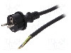 Cablu alimentare AC, 3m, 3 fire, culoare negru, cabluri, CEE 7/7 (E/F) mufa, SCHUKO mufa, PLASTROL - W-98393
