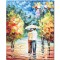 Tablou indragostiti pictat manual dormitor, living, Noi doi sub o umbrela, 50x40cm ulei in cutit efect 3D