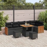 Cumpara ieftin Set de canapele pentru gradina 9 buc. 9-Numar de locuri Negru