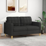 Gossi canapea cu 2 locuri, negru, 140 cm, material textil