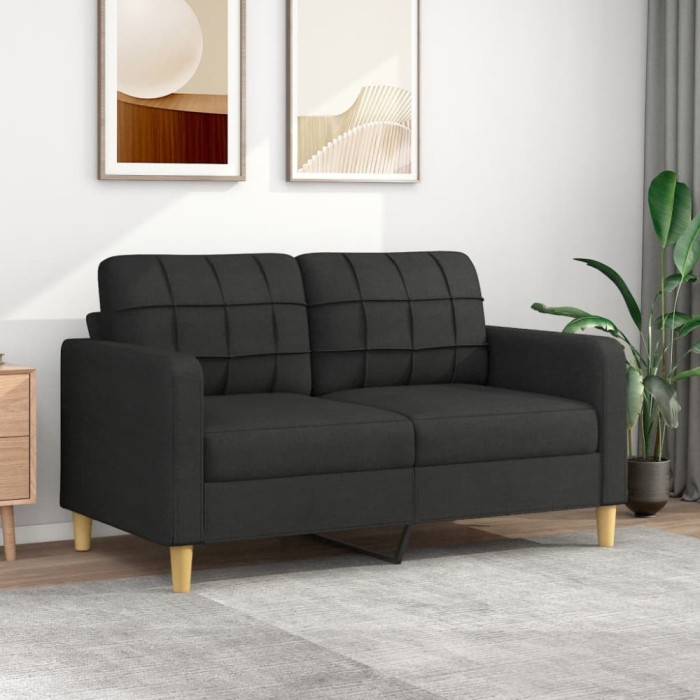 Gossi canapea cu 2 locuri, negru, 140 cm, material textil