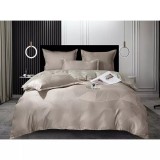 Cumpara ieftin Lenjerie de Pat, Jacquard Satinat cu Elastic, pentru Pat Dublu, 6 Piese, Cappucinno - ION92