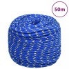 VidaXL Fr&acirc;nghie de barcă, albastru, 6 mm, 50 m, polipropilenă