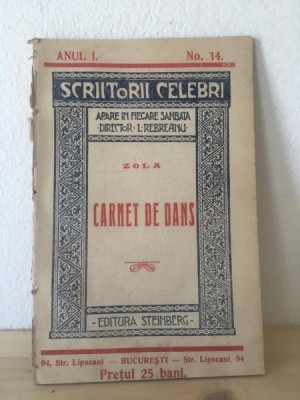 Scriitori Celebri Anul 1 No. 14. - Zola - Carnet de Dans foto