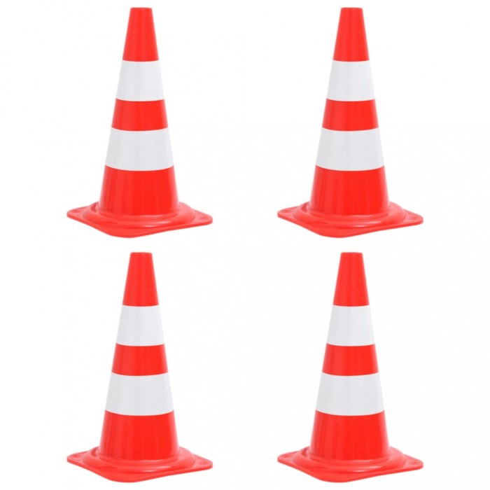 vidaXL Conuri rutiere reflectorizante, 4 buc., roșu și alb, 50 cm 150945