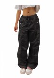 Cumpara ieftin Pantaloni Cargo Dama Yuson Oversized Negri M Bumbac Talie Ajustabila Buzunare Street Casual Hip Hop Jogging