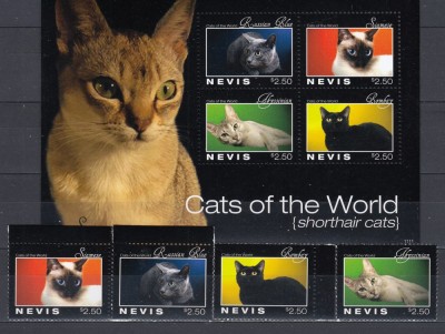Nevis - PISICI - Colita + Serie - MNH foto