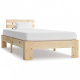 Cadru de pat, 100 x 200 cm, lemn masiv de pin, Cires, Dublu, Cu polite semirotunde, vidaXL