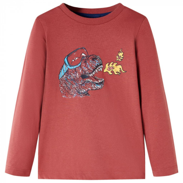 Tricou pentru copii cu m&acirc;neci lungi, roșu ars, 116