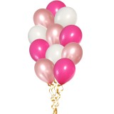 Set 12 Baloane Aniversare 30cm Roz Alb Roz Auriu Ropet - Baloane Party, Decoratiuni Evenimente, Baloane Latex, Baloane Zi de Nastere