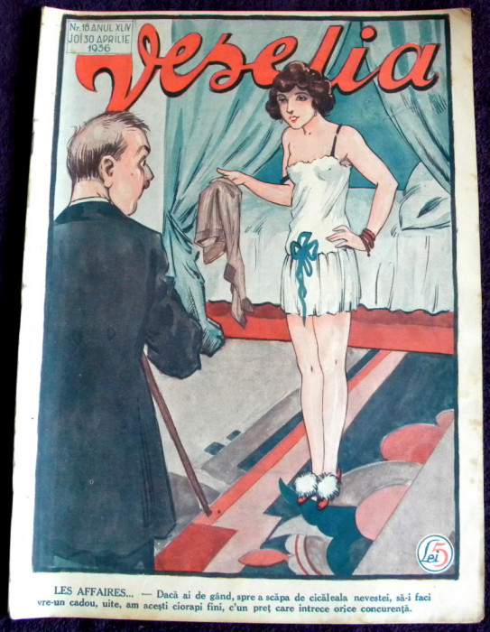 Revista &rdquo;VESELIA&rdquo; &ndash; Nr. 18 / 1936, ilustratii erotice art deco, ilustrator PAL