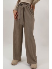 PANTALONI LARGI IN DUNGI CU ELASTIC SI CORDON IN TALIE BEATRIX TALIE UNICA Maro