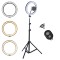 Lampa circulara Ring Light, diametru 56cm/22inch , 3 moduri de lumina , 10 trepte reglaj , suport telefon , telecomanda selfie , trepied 210cm inclus