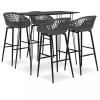 Set mobilier de bar, 5 piese, negru și gri